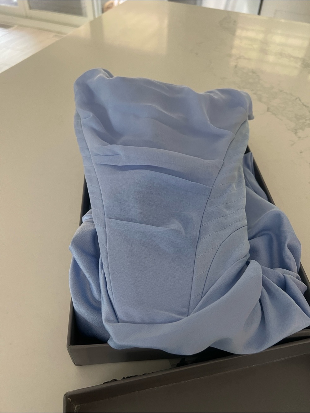 House of CB Light Blue Strapless Midi Dress
